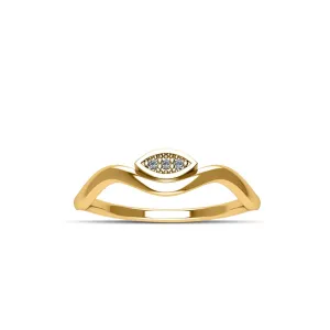 Yellow Gold Plated Cubic Zirconia Fashion Stackable Ring in Sterling Silver