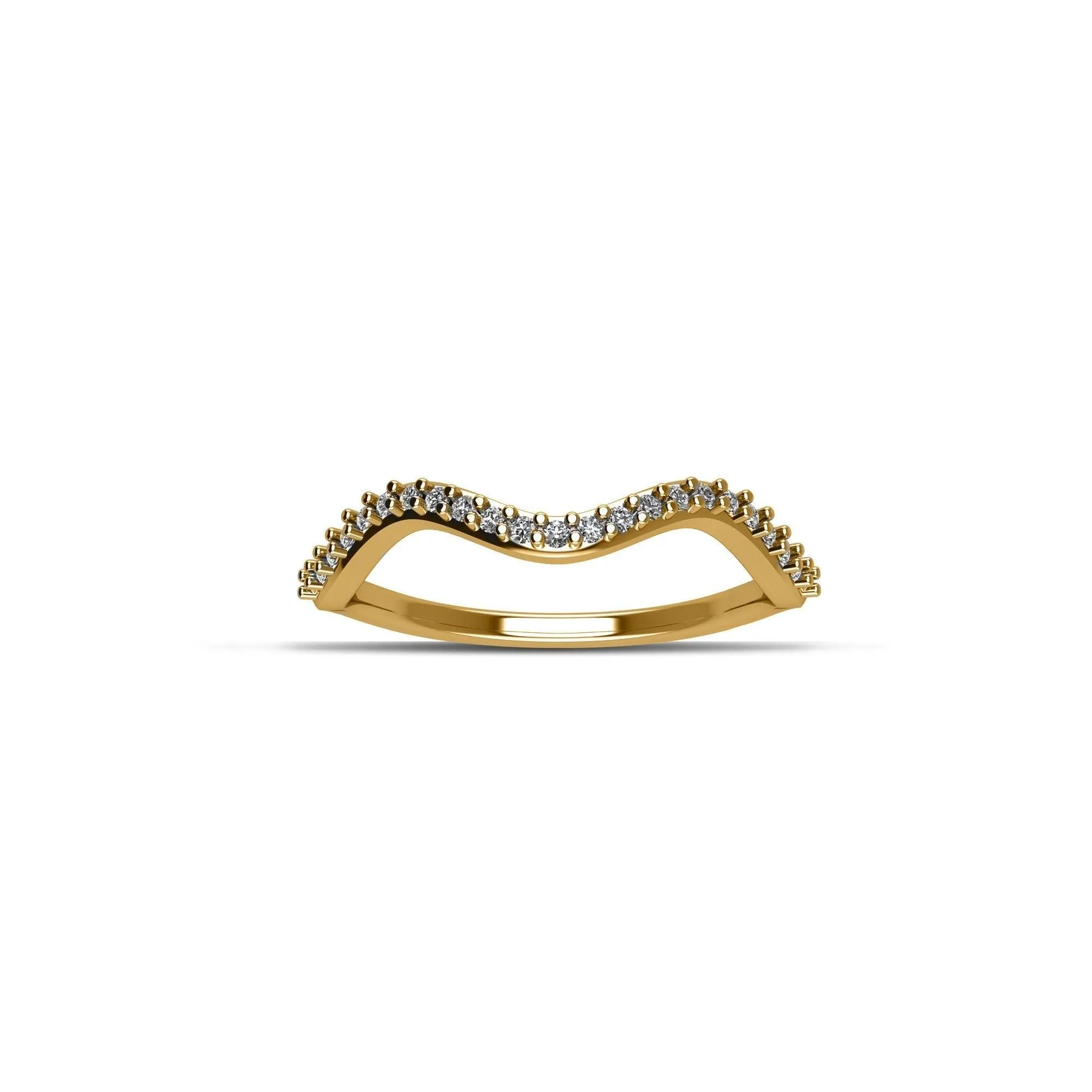 Yellow Gold Plated Cubic Zirconia Fashion Stackable Ring in Sterling Silver