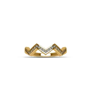 Yellow Gold Plated Cubic Zirconia Fashion Stackable Ring in Sterling Silver