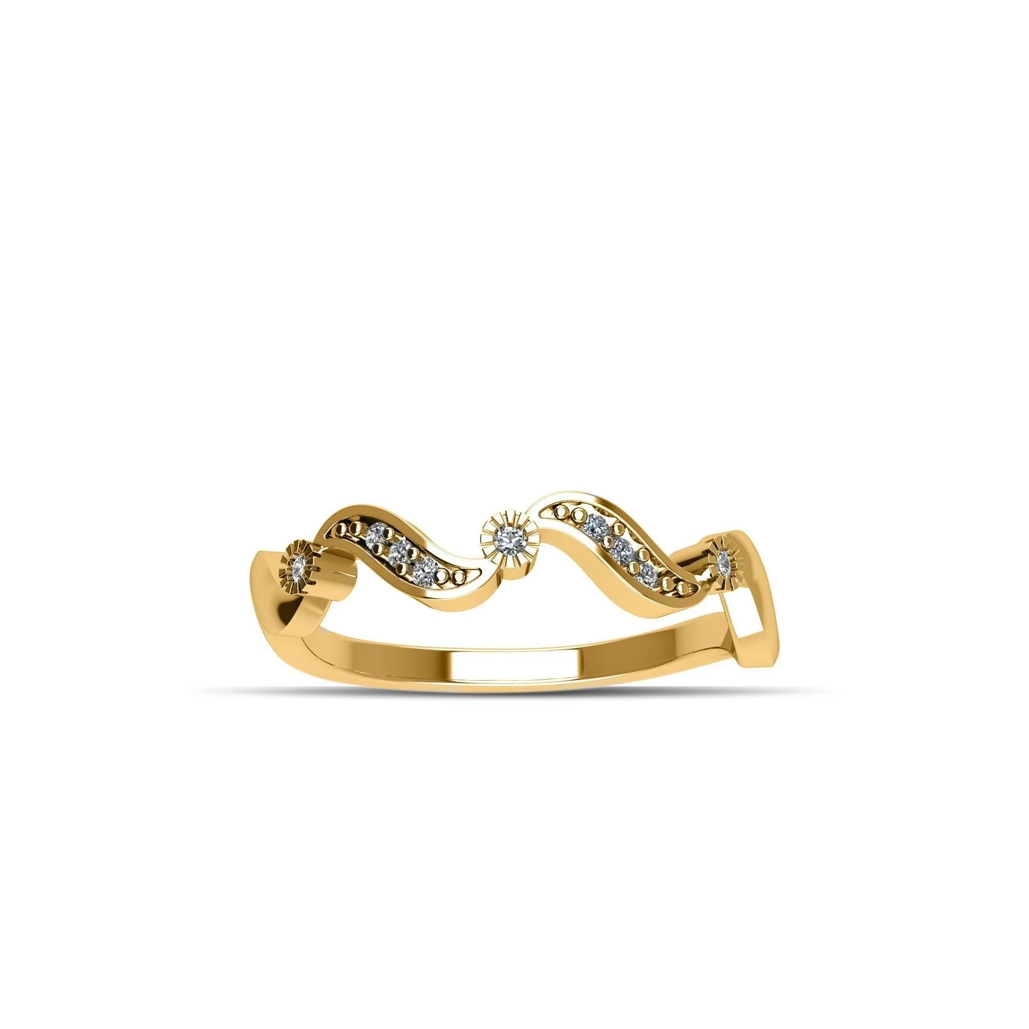 Yellow Gold Plated Cubic Zirconia Fashion Stackable Ring in Sterling Silver