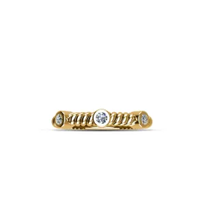 Yellow Gold Plated Cubic Zirconia Fashion Stackable Ring in Sterling Silver