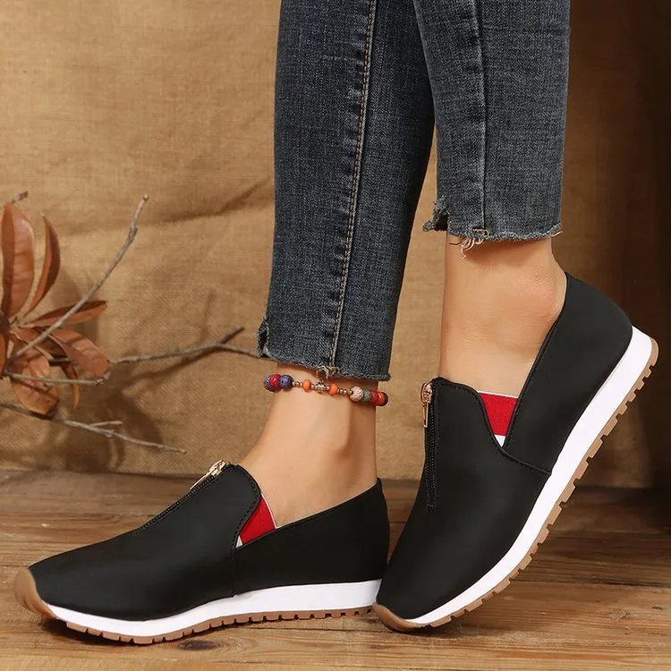 Zip Flats Shoes Comfortable Non Slip Loafers Women