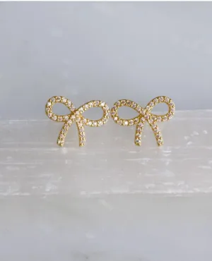 Zircon Bow Stud Earrings