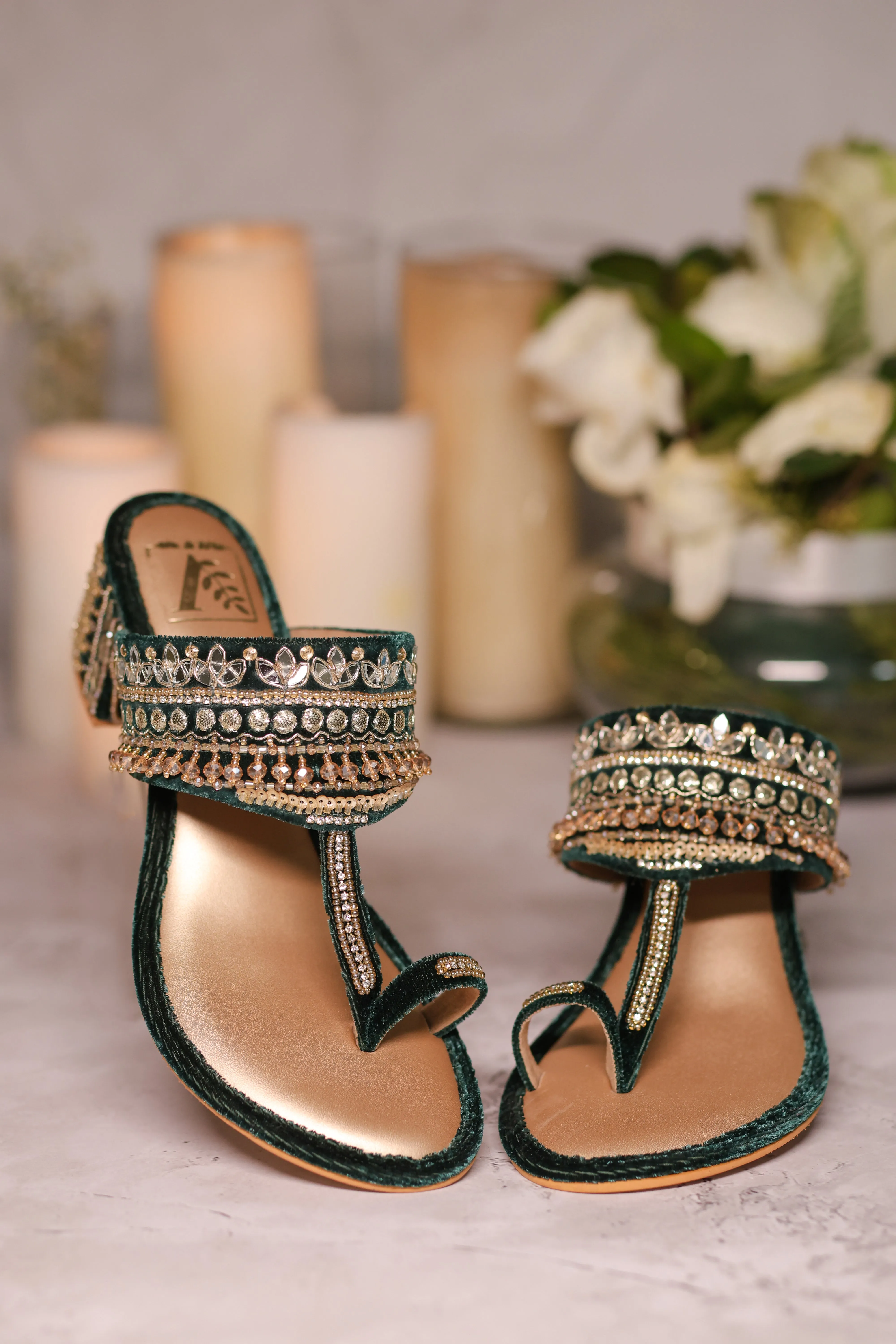Zoya Green Block Heels