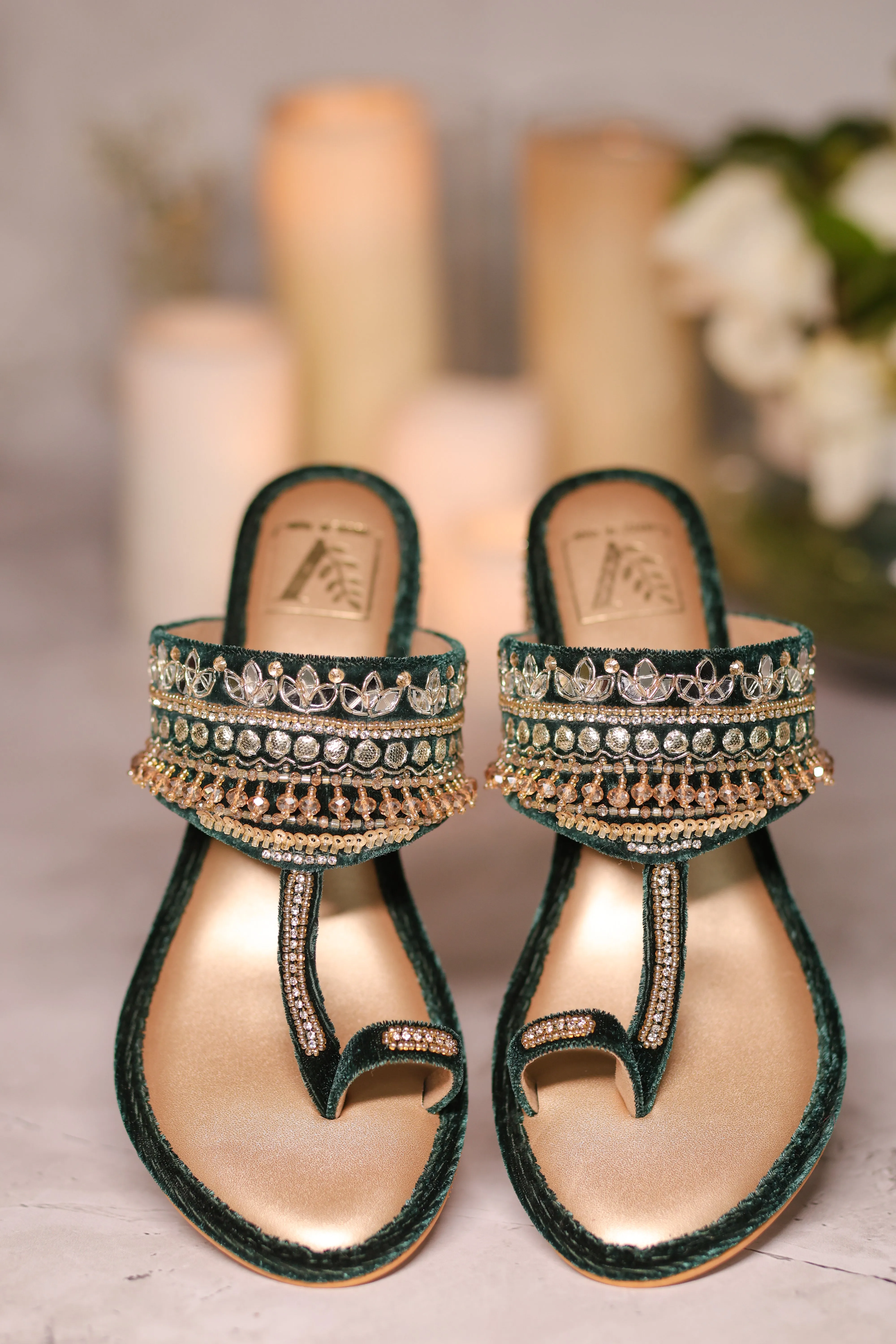 Zoya Green Block Heels